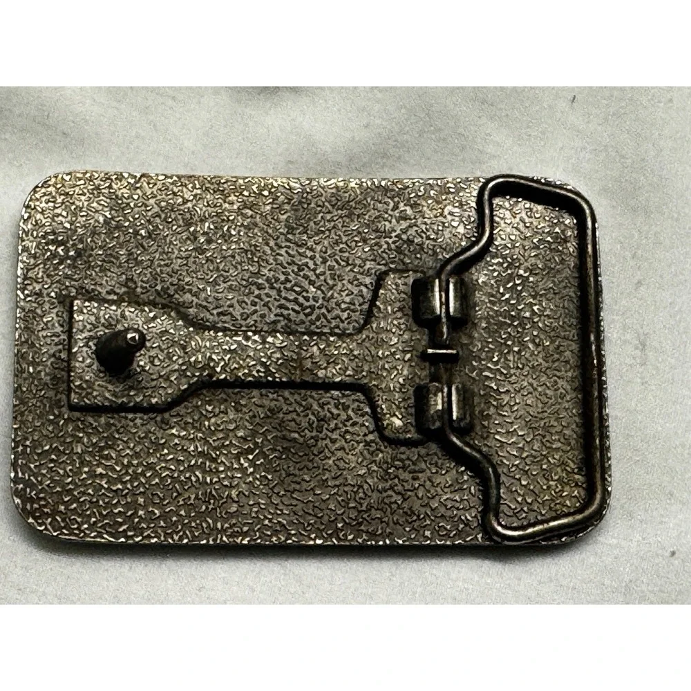 Textured‎ Nugget Rectangle Belt Buckle Antiqued Silver Tone Western Style